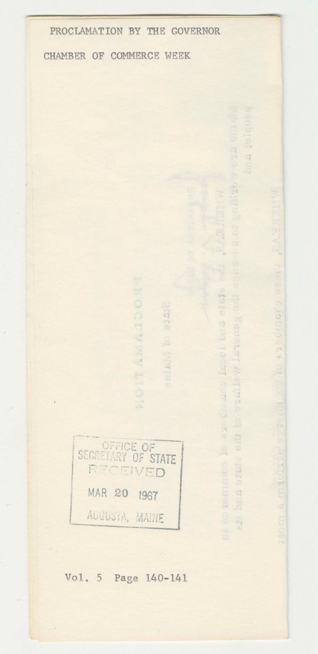 Miniature of Chamber of Commerce Week Proclamation