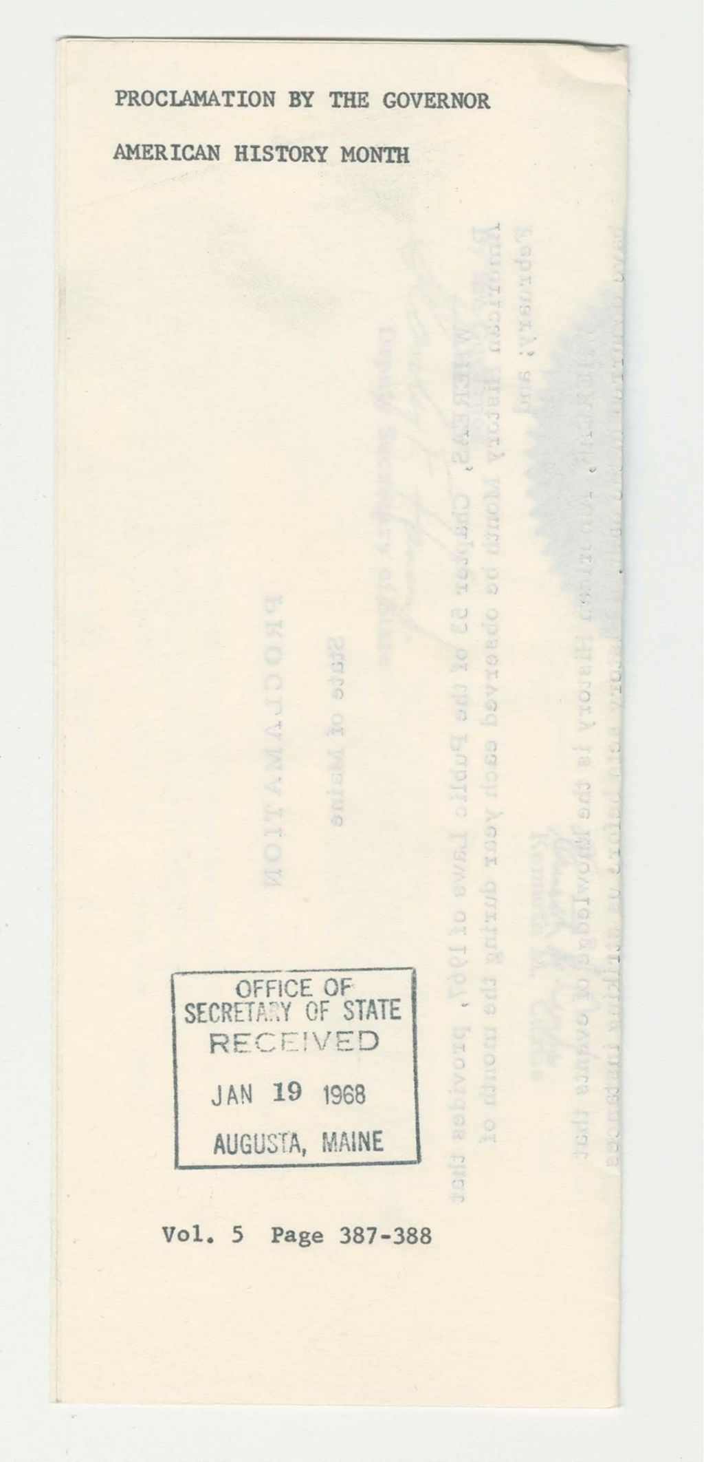 Miniature of American History Month Proclamation