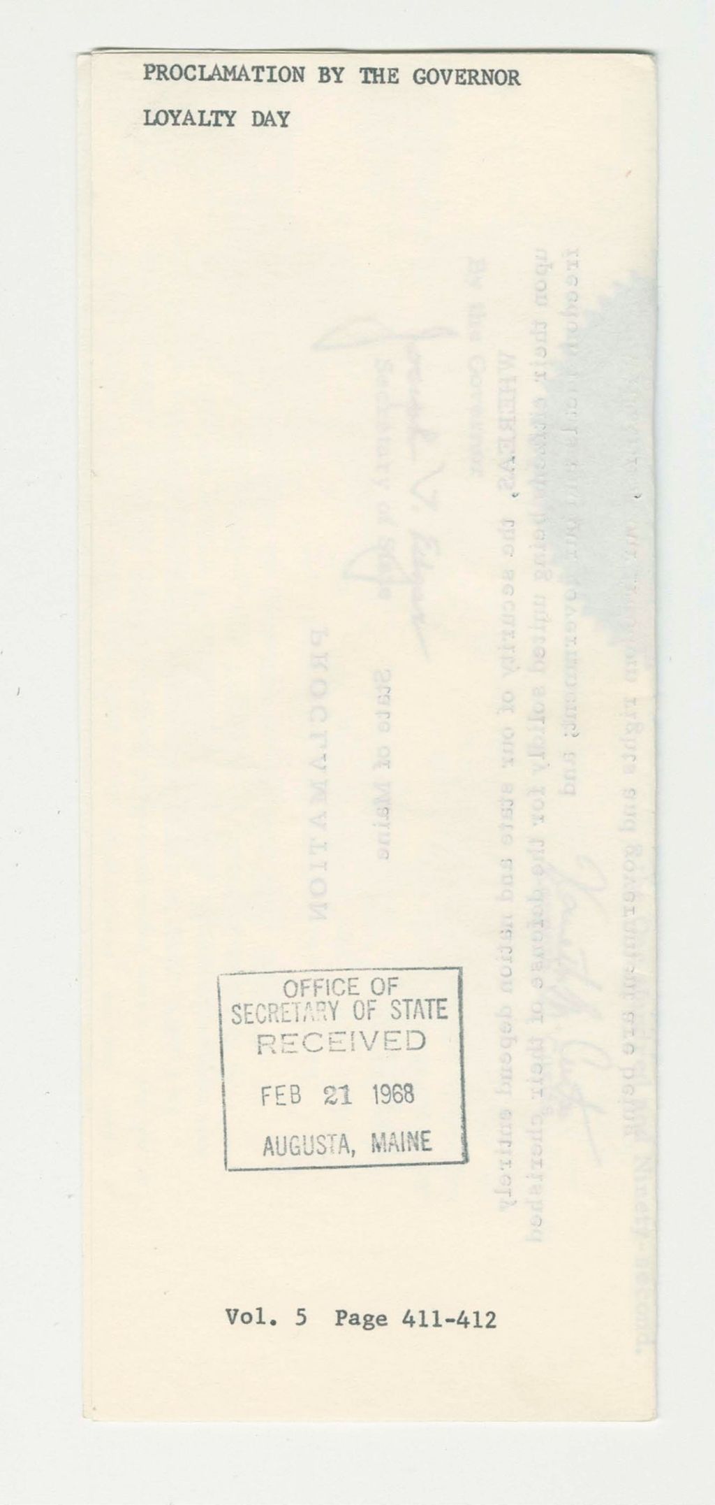 Miniature of Loyalty Day Proclamation