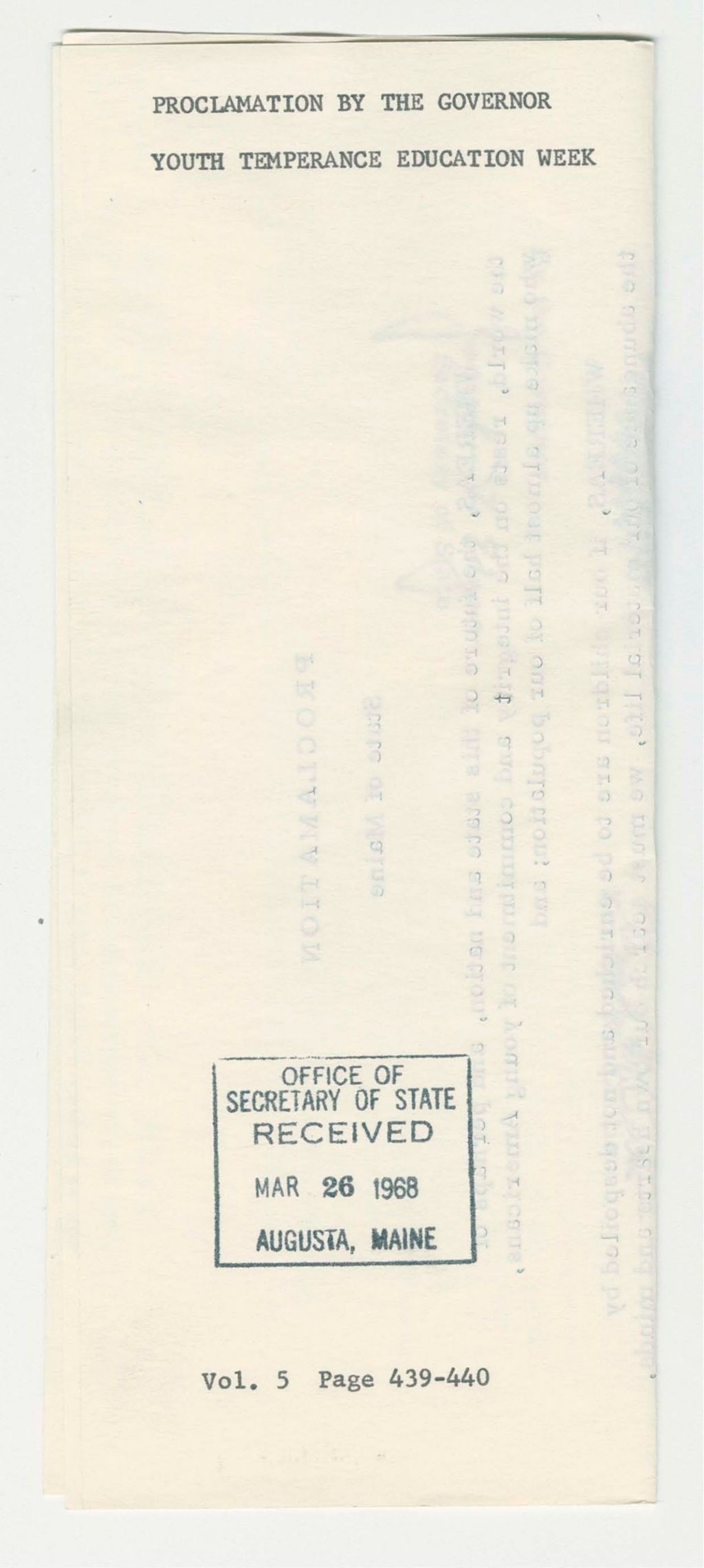 Miniature of Youth Temperance Education Week Proclamation
