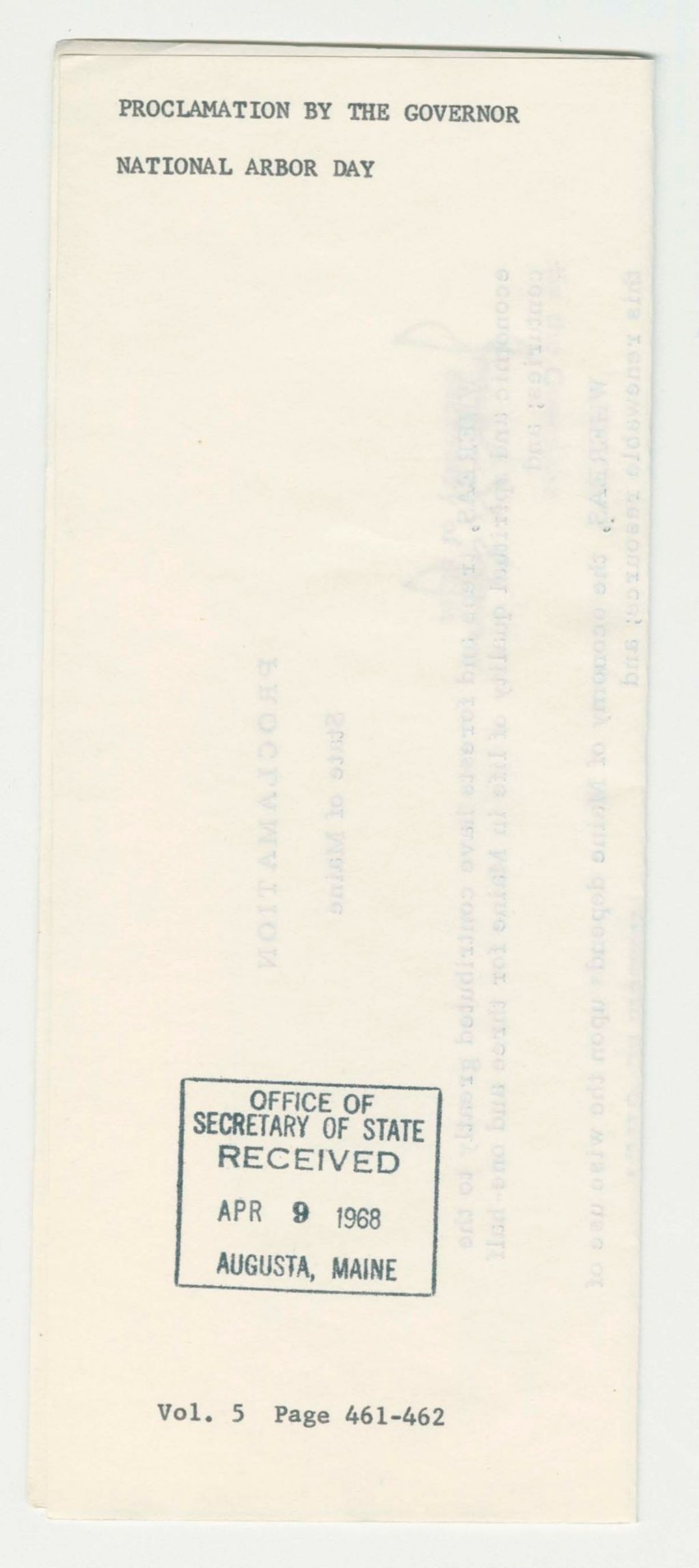 Miniature of National Arbor Day Proclamation