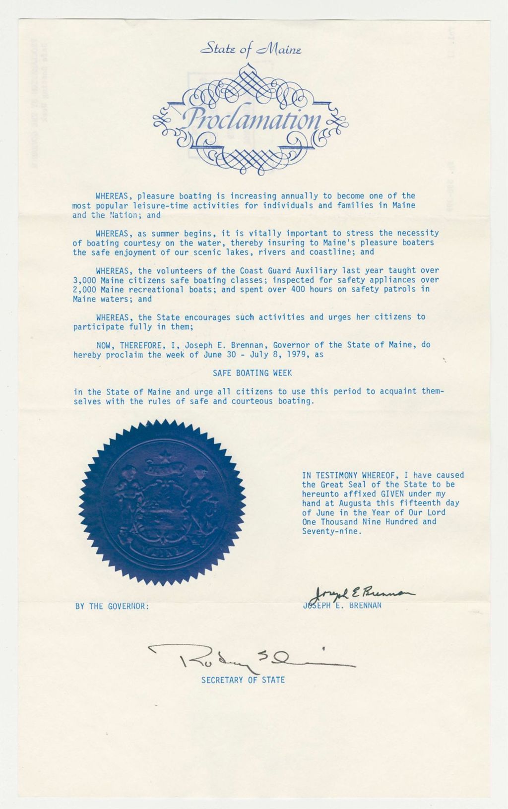 Miniature of Safe Boating Week Proclamation