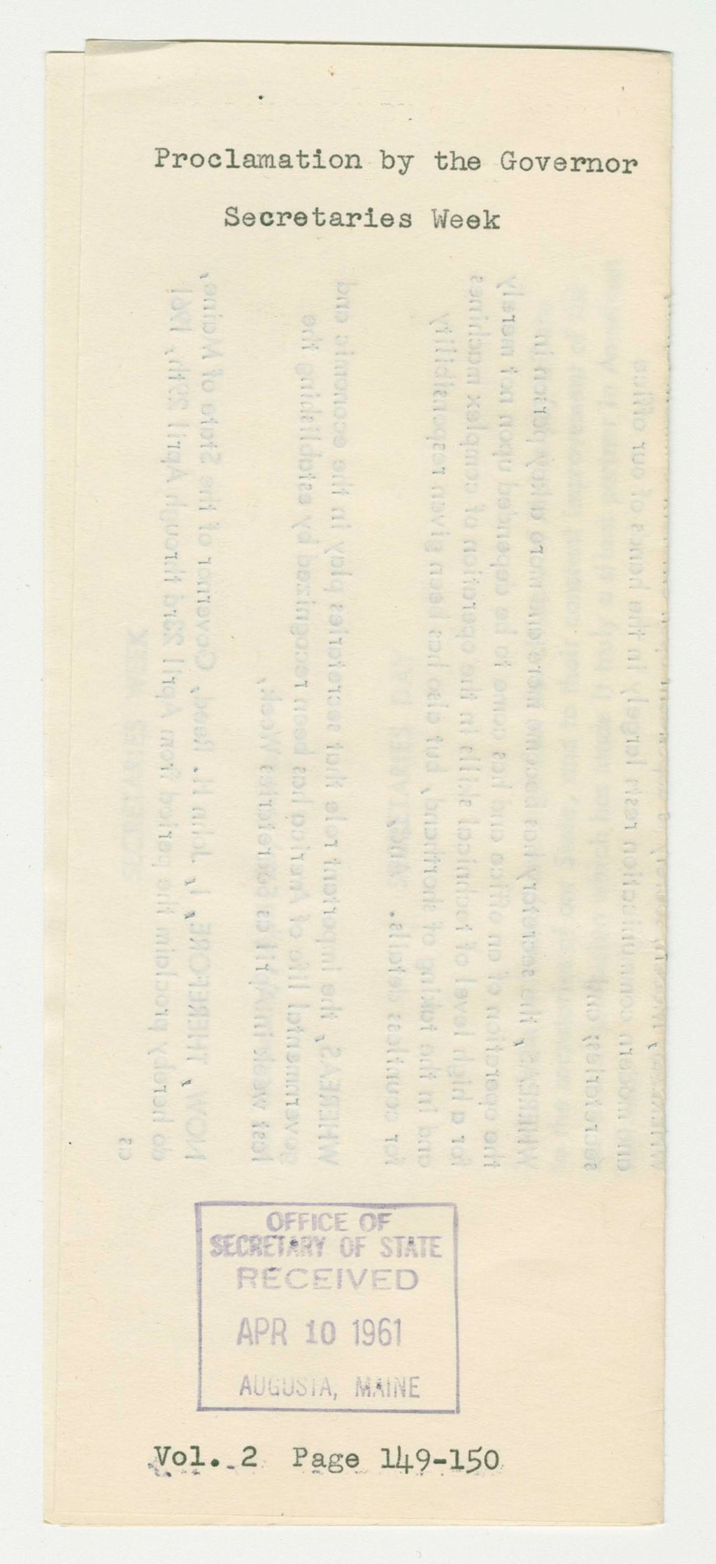 Miniature of Secretaries Week Proclamation