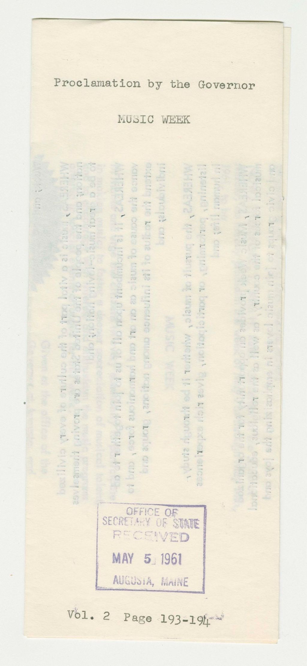 Miniature of Music Week Proclamation