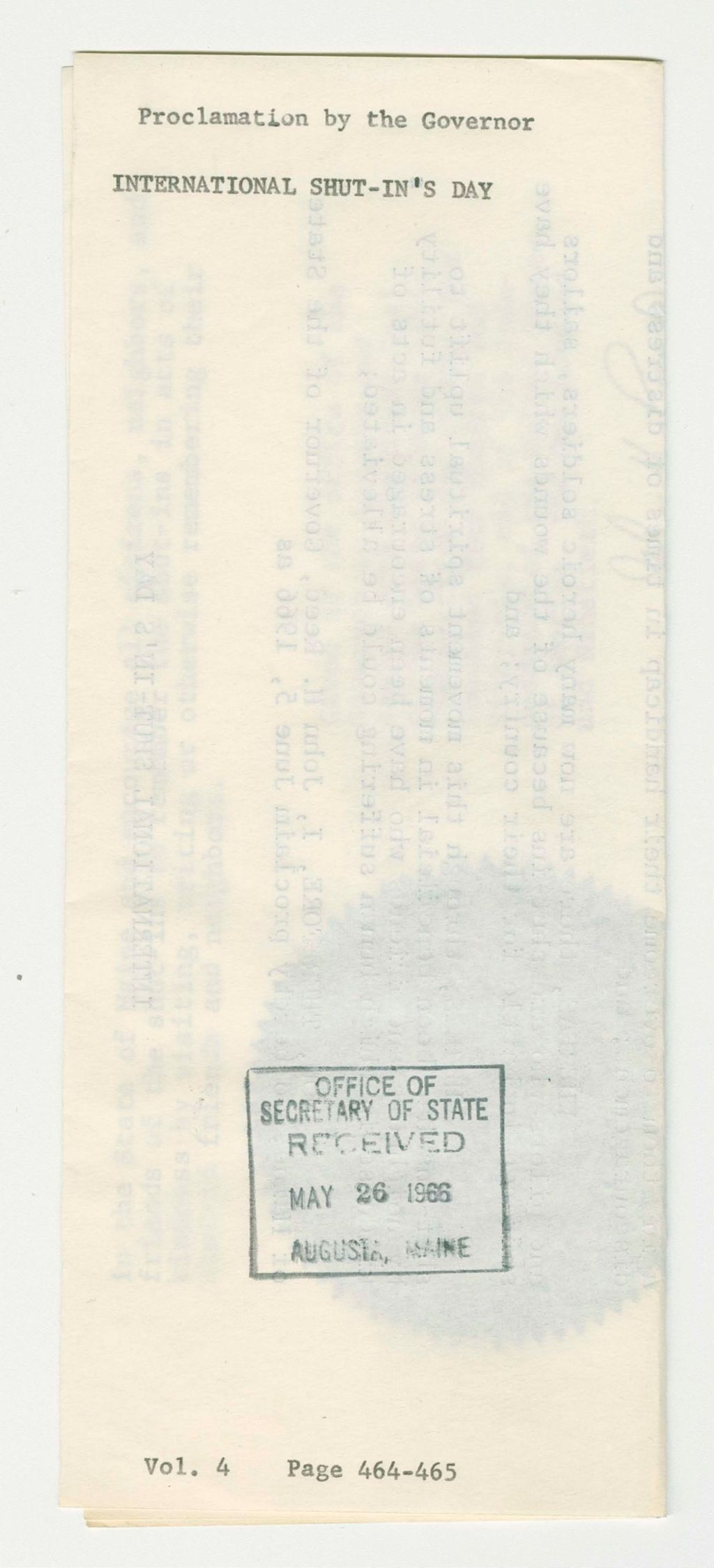Miniature of International Shut-In Day Proclamation