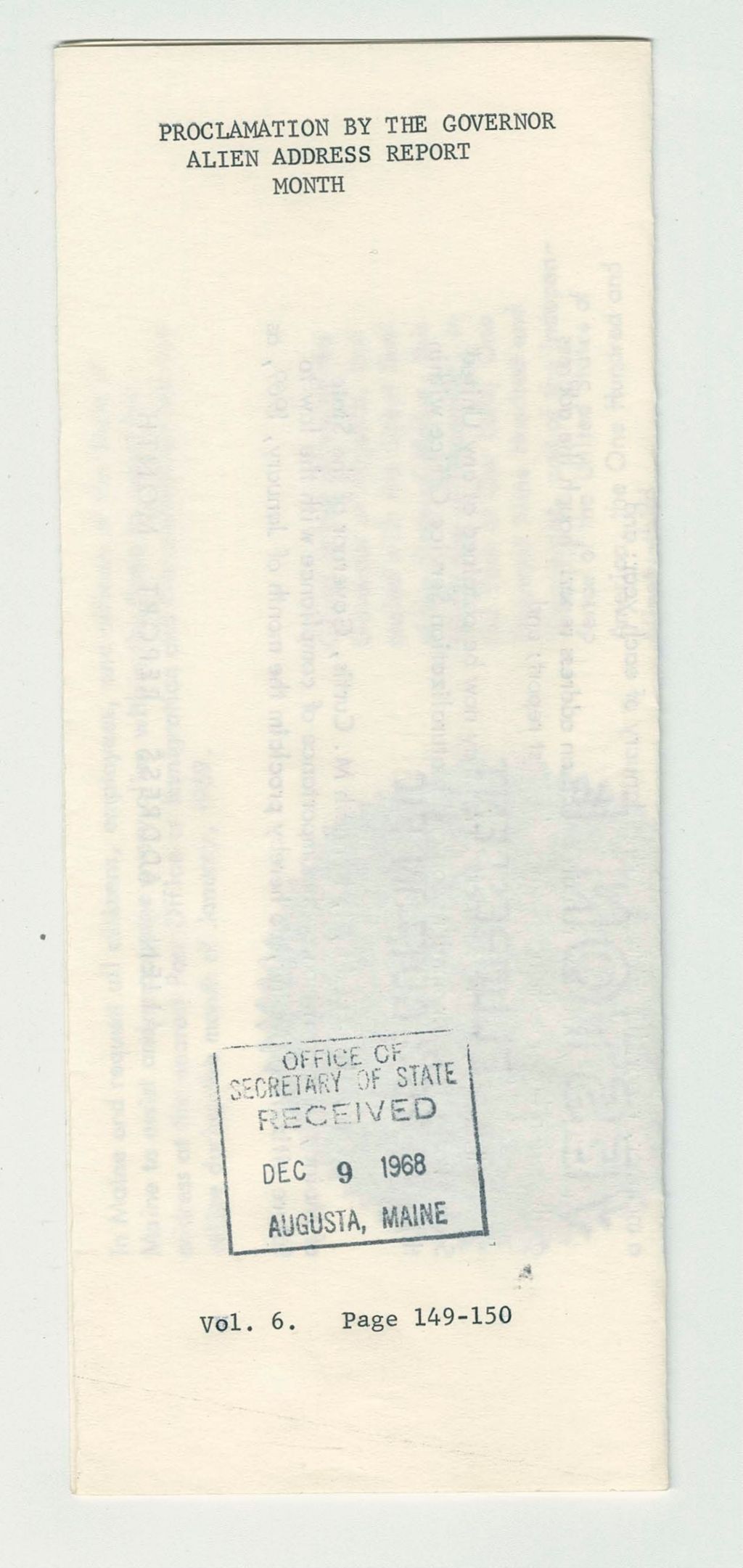 Miniature of Alien Address Report Month