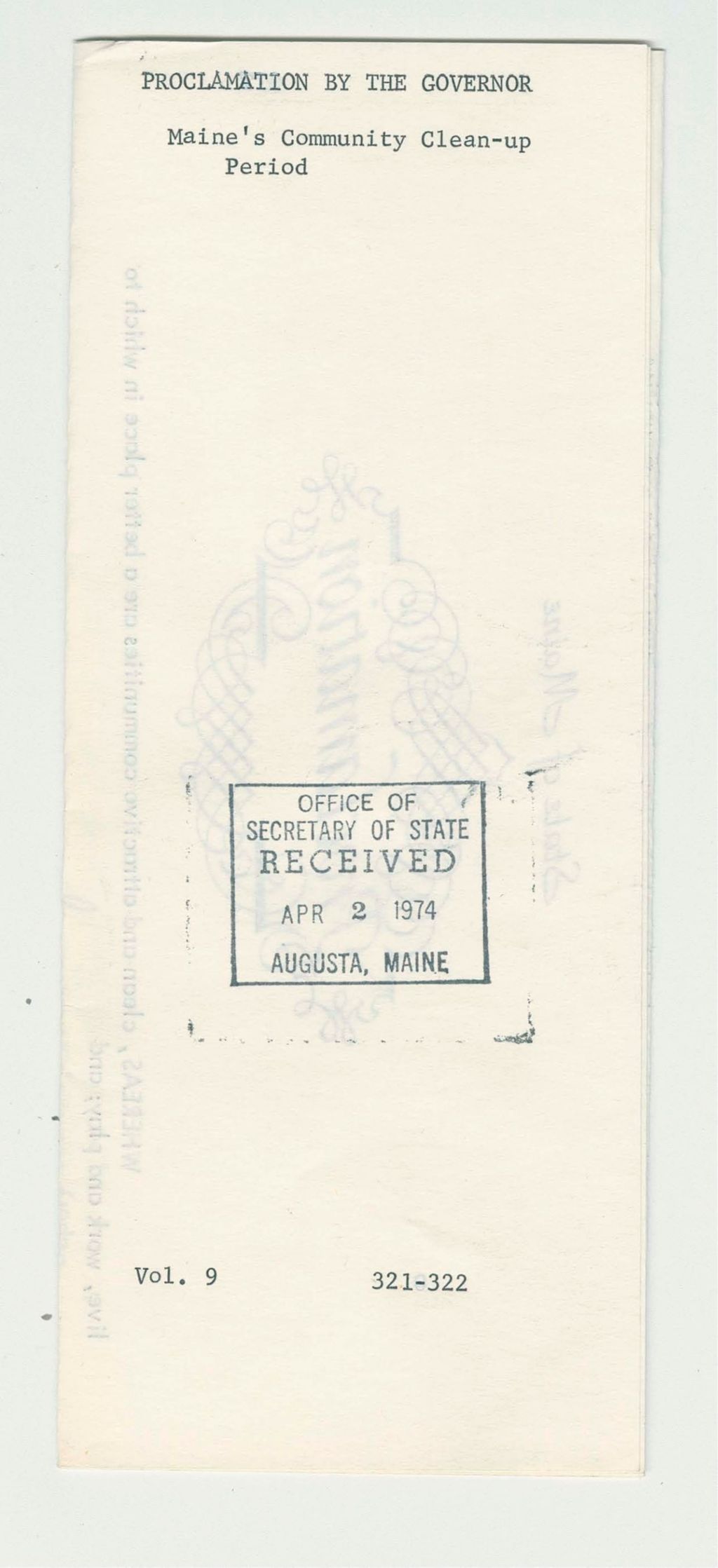 Miniature of Maine's Community Clean-Up Period