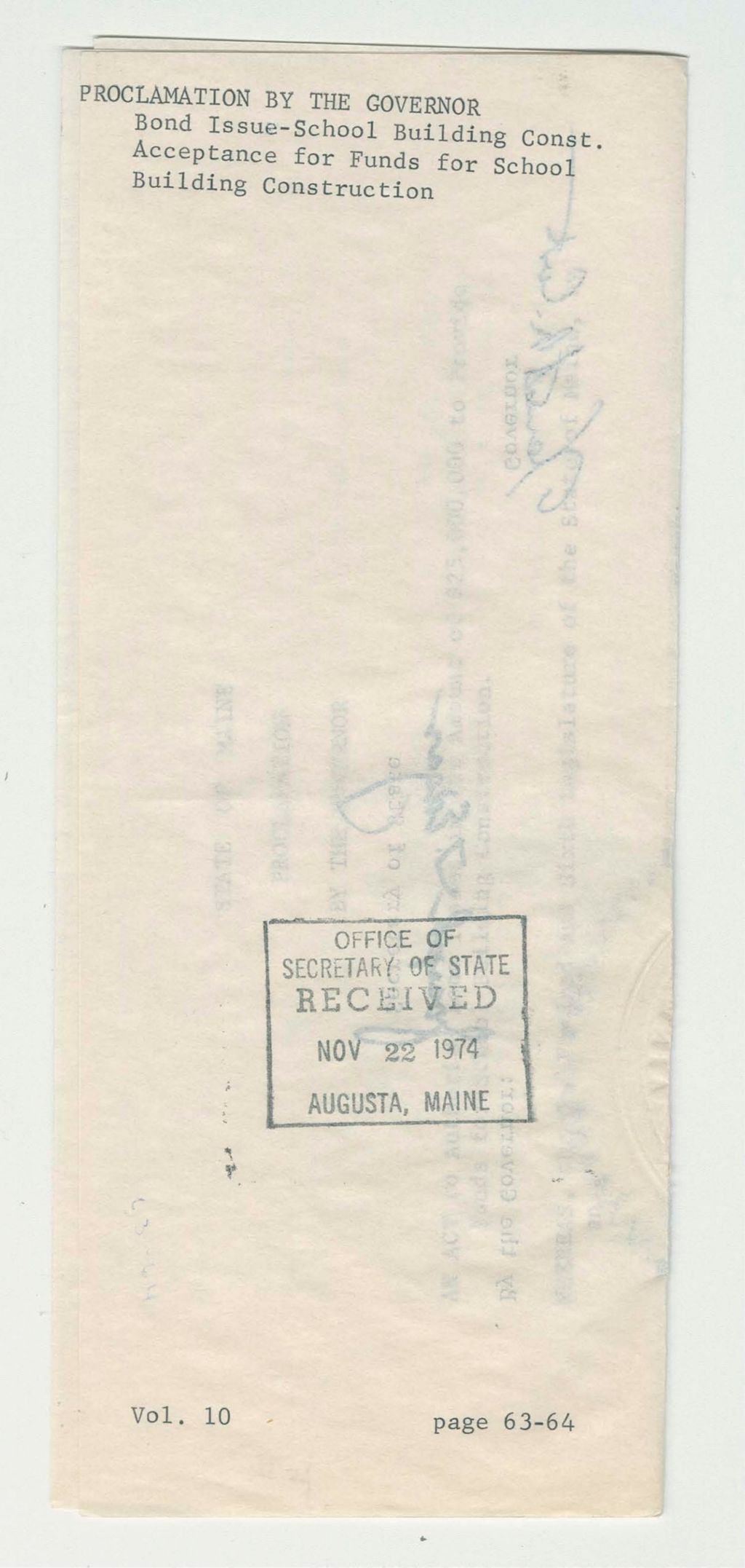 Miniature of Bond Issue-School Building Const. Acceptance for Funds for School Building Construction
