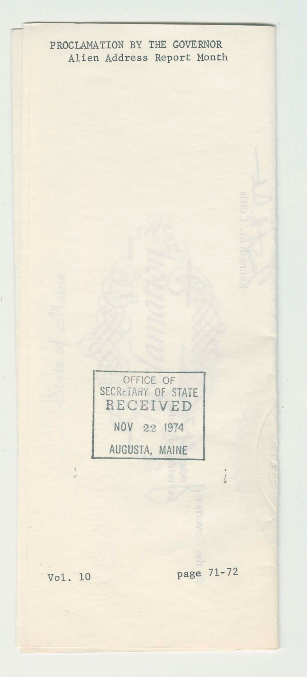 Miniature of Alien Address Report Month