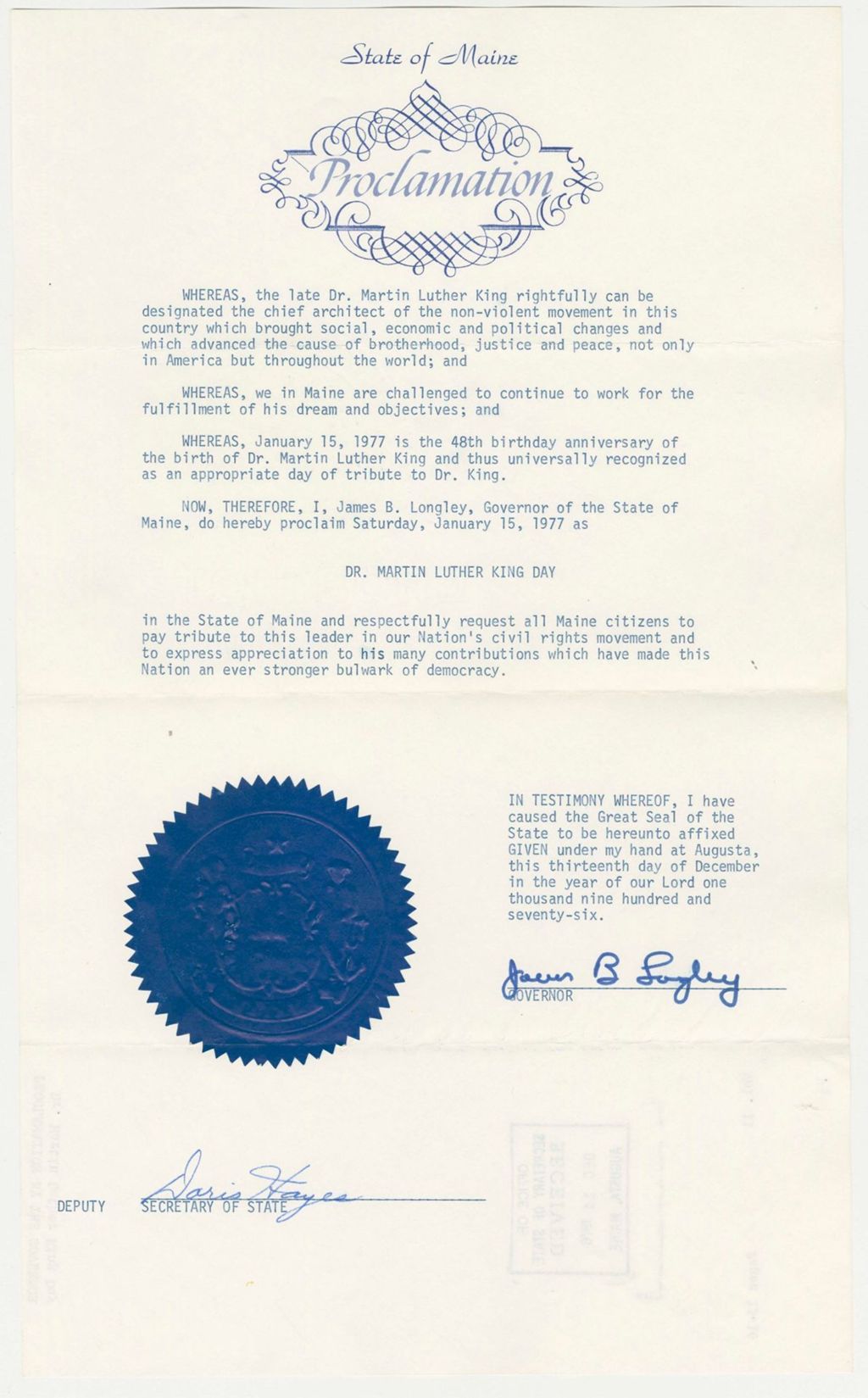Miniature of Dr. Martin Luther King Day