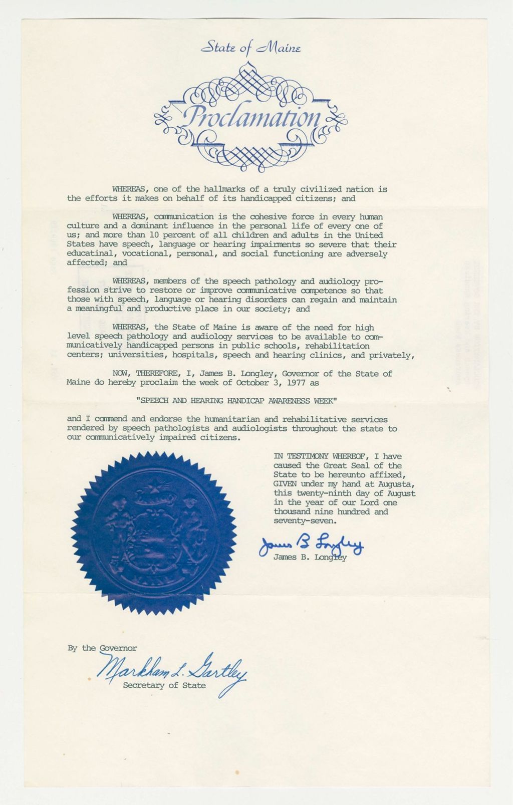 Miniature of Speech and Hearing Handicap Awareness Week