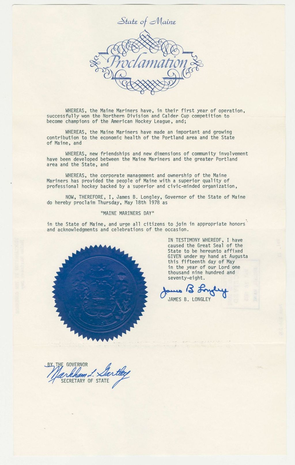 Miniature of Maine Mariners Day