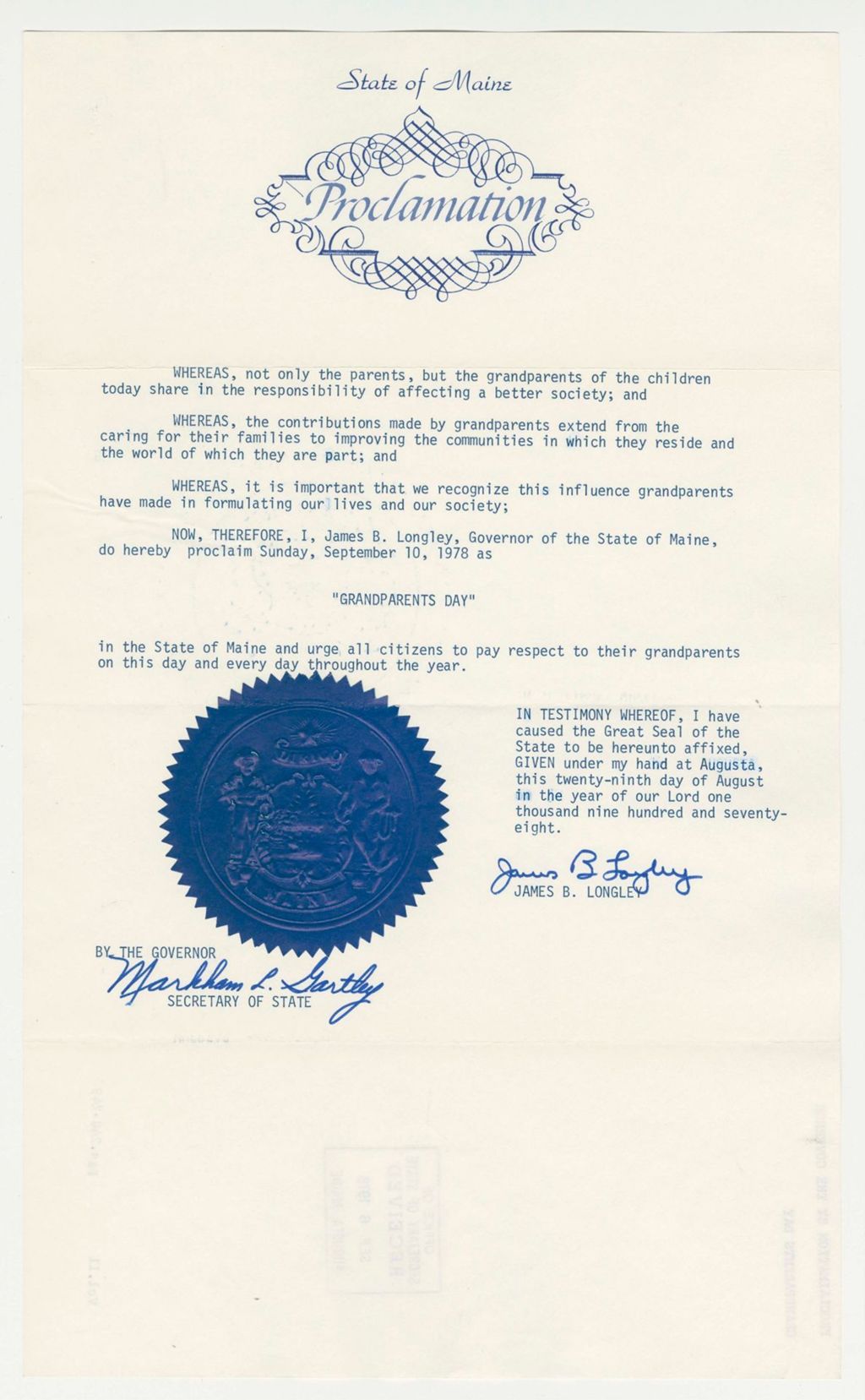 Miniature of Grandparents Day Proclamation