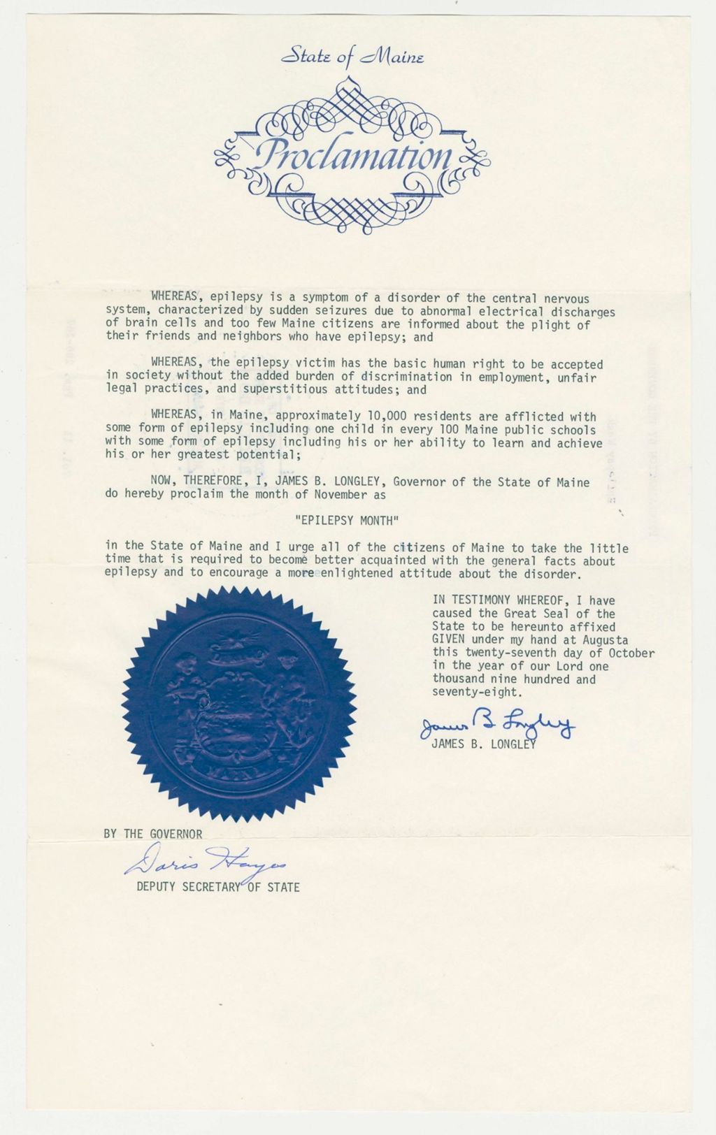 Miniature of Epilepsy Month Proclamation