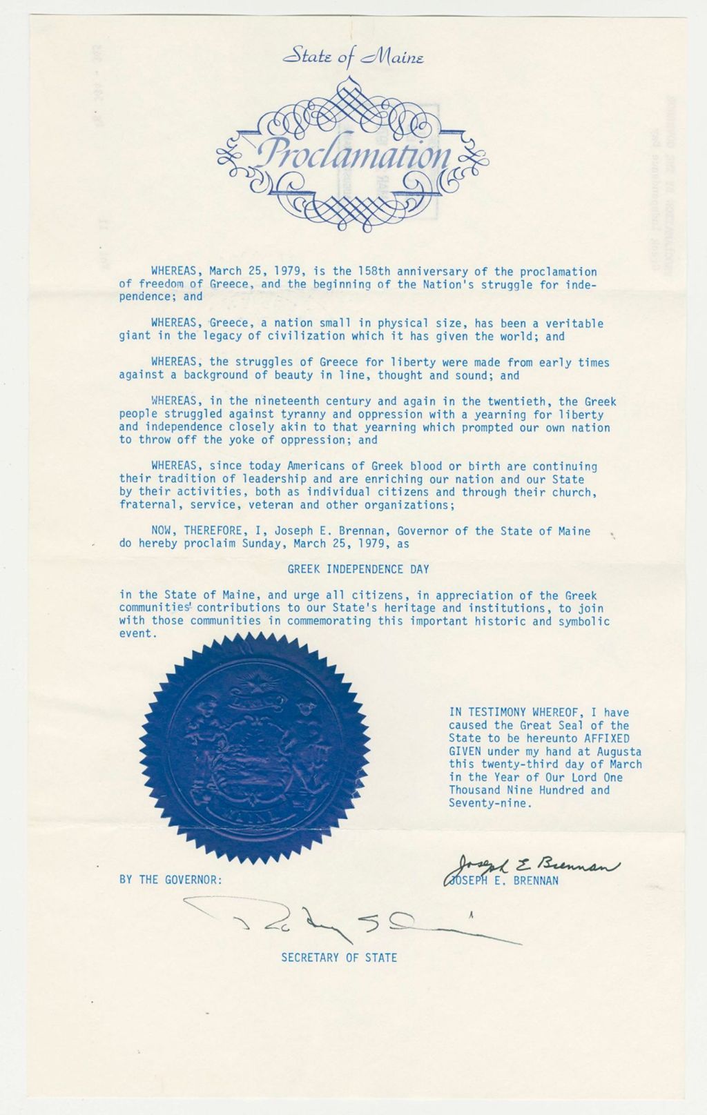 Miniature of Greek Independence Day Proclamation
