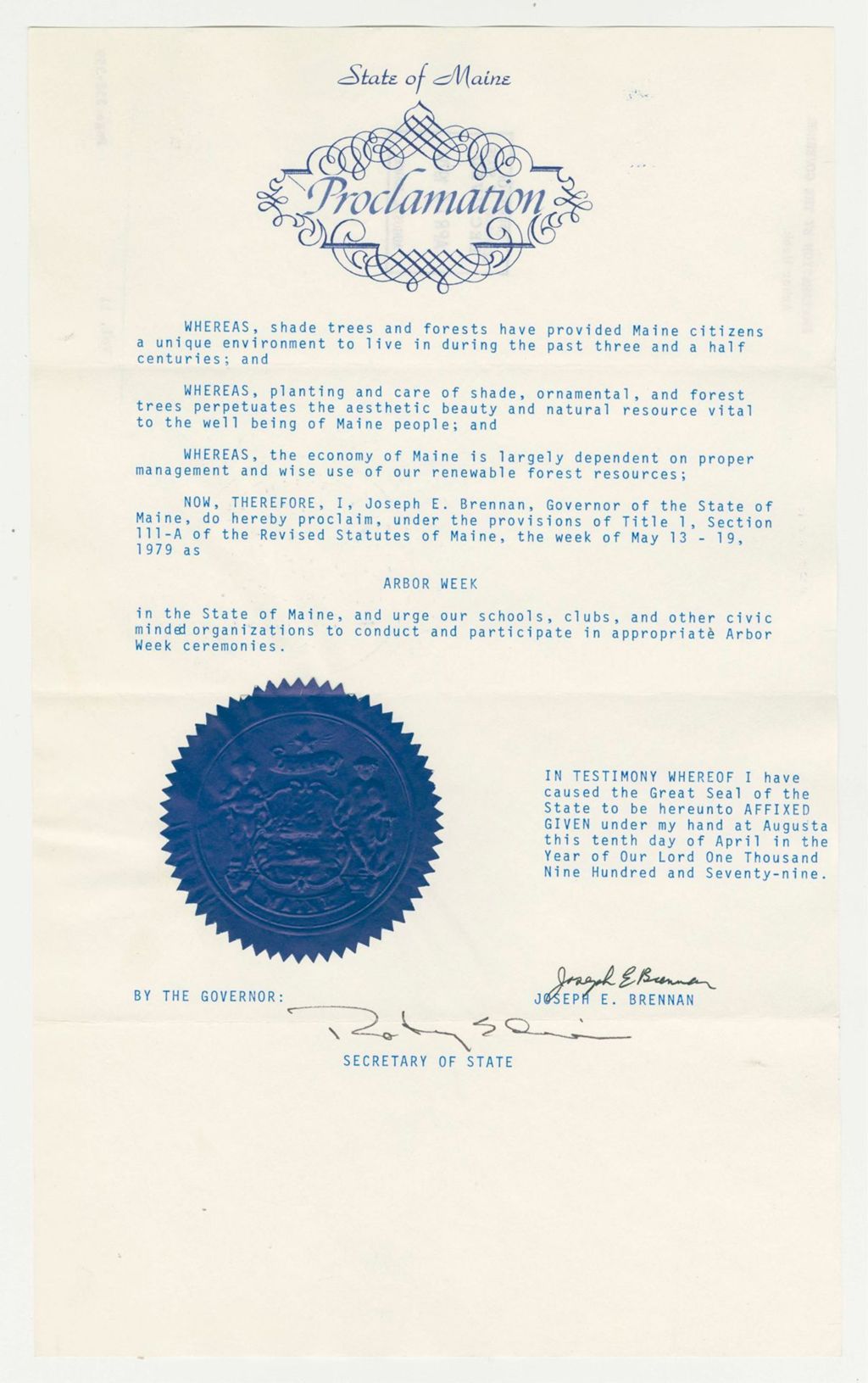 Miniature of Arbor Week Proclamation