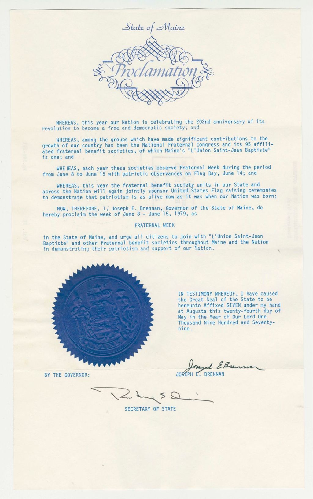 Miniature of Fraternal Week Proclamation