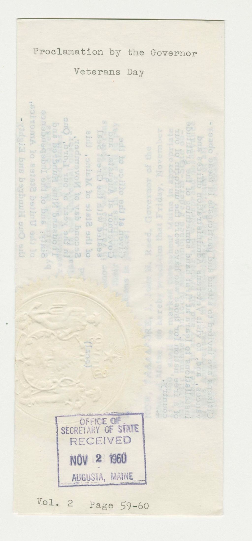 Miniature of Veterans Day Proclamation