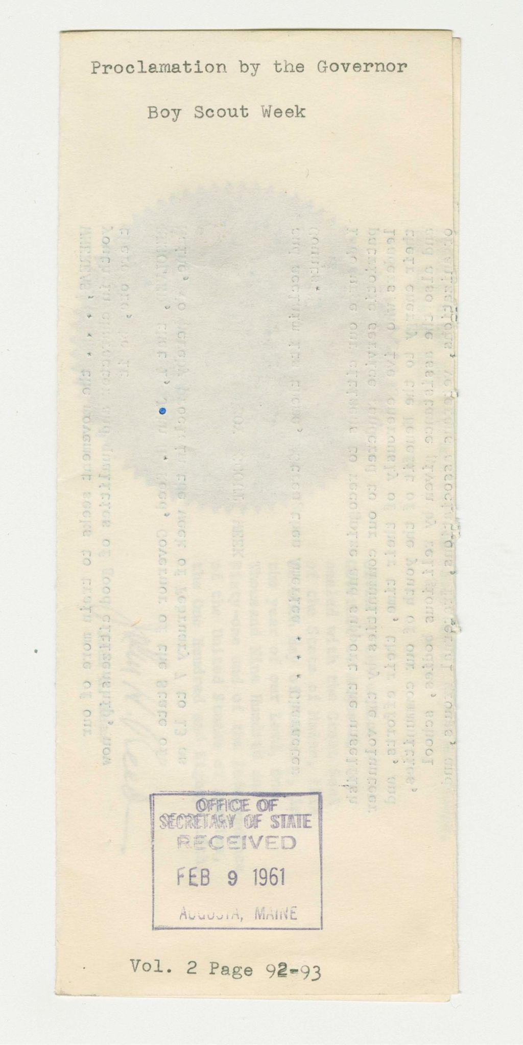 Miniature of Boy Scout Week Proclamation