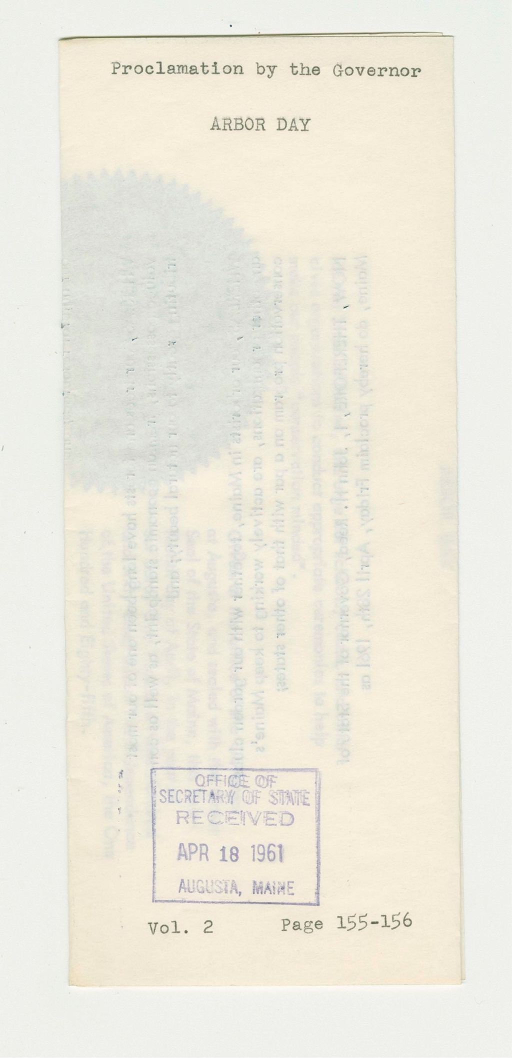 Miniature of Arbor Day Proclamation