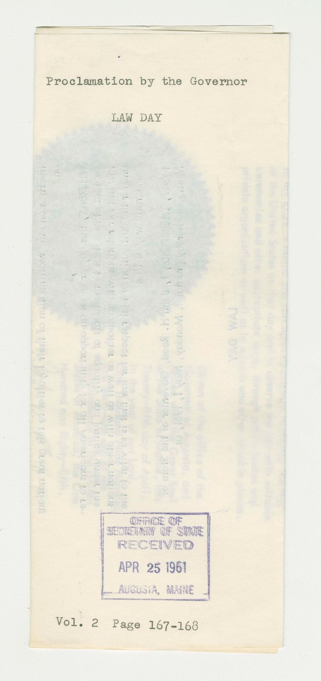 Miniature of Law Day Proclamation