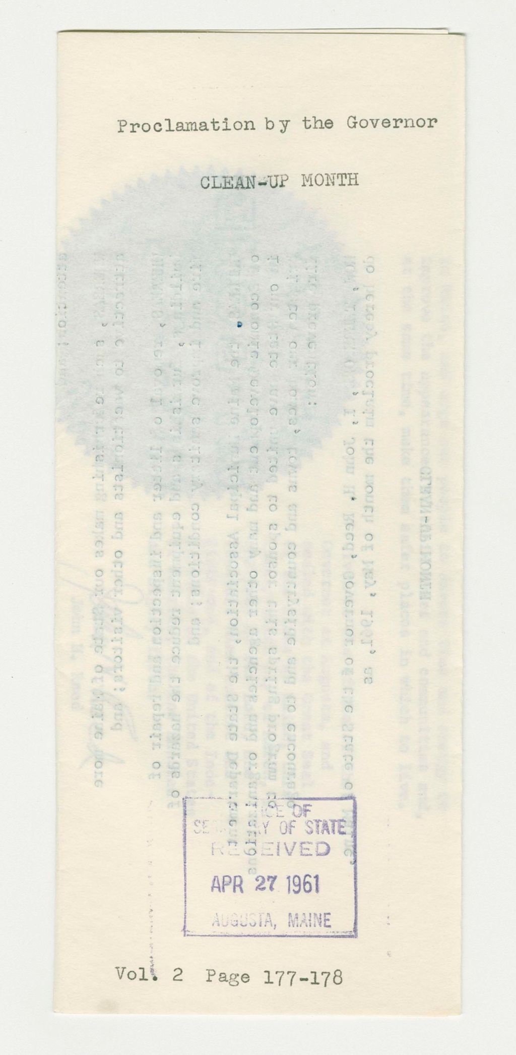 Miniature of Clean-Up Month Proclamation