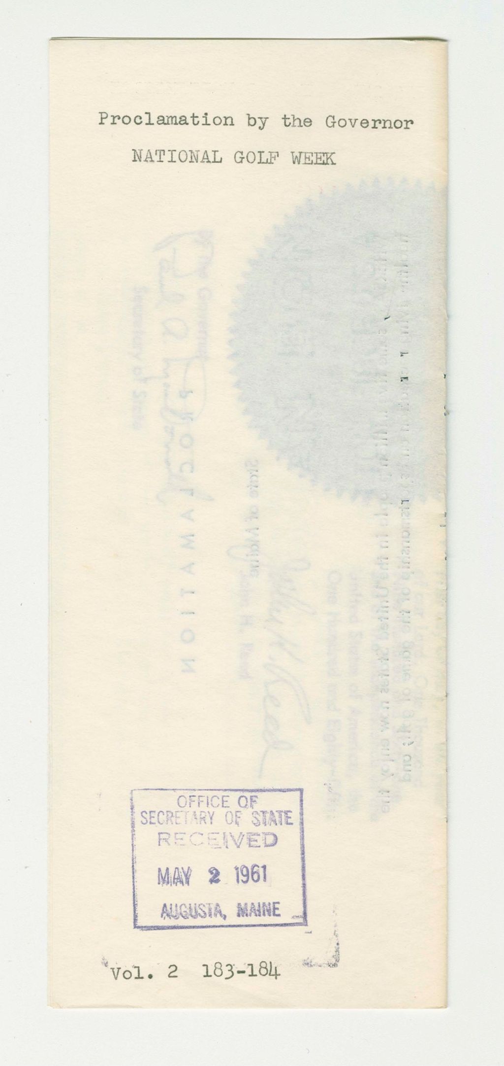 Miniature of National Golf Week Proclamation