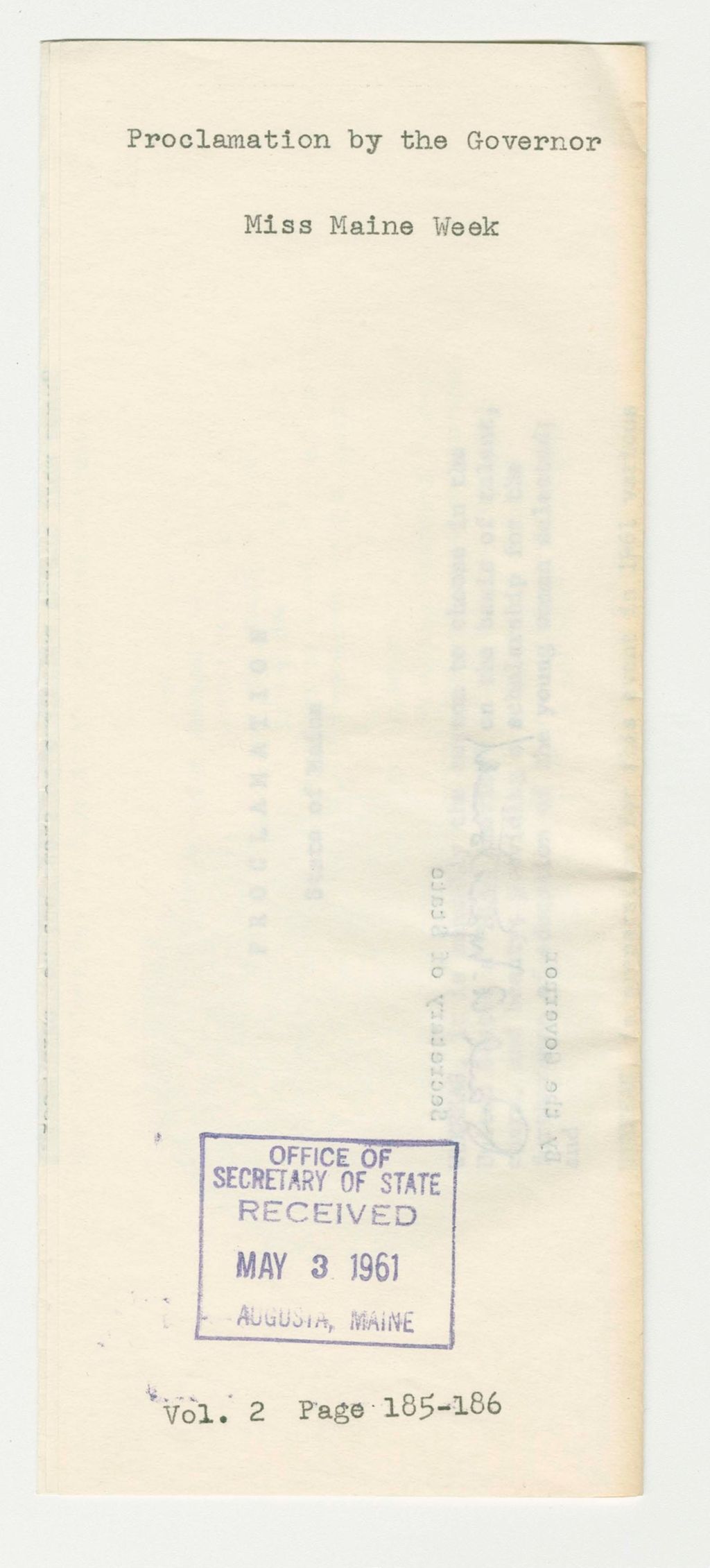 Miniature of Miss Maine Week Proclamation