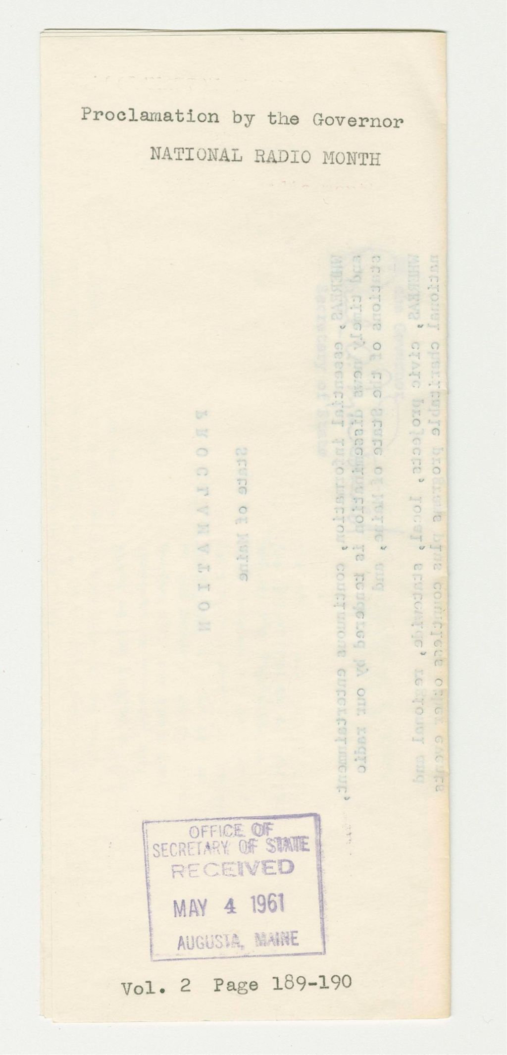 Miniature of National Radio Month Proclamation