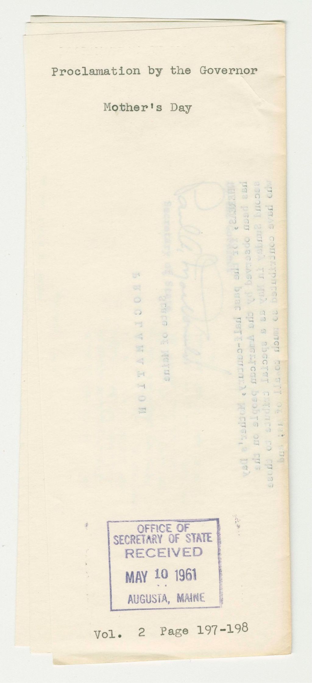 Miniature of Mother's Day Proclamation
