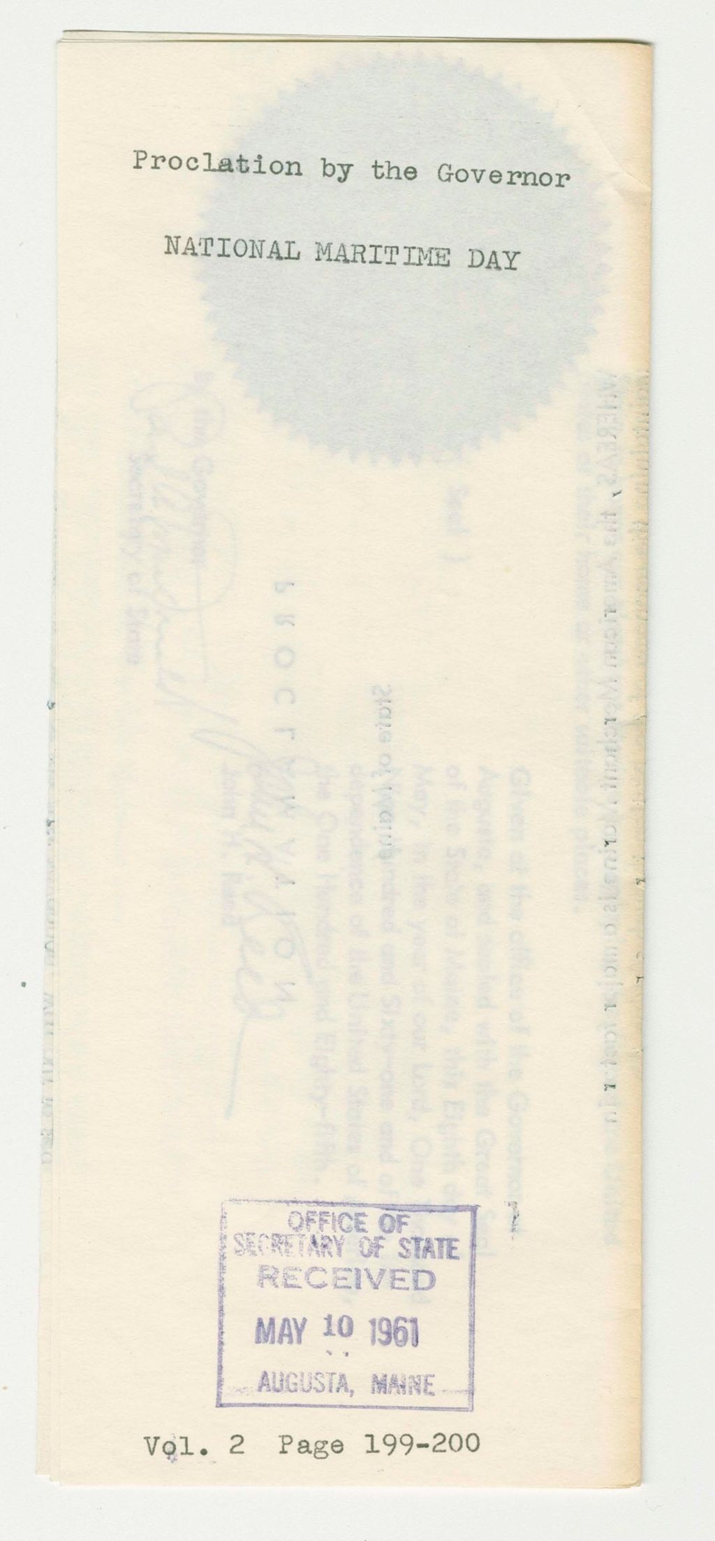 Miniature of National Maritime Day Proclamation