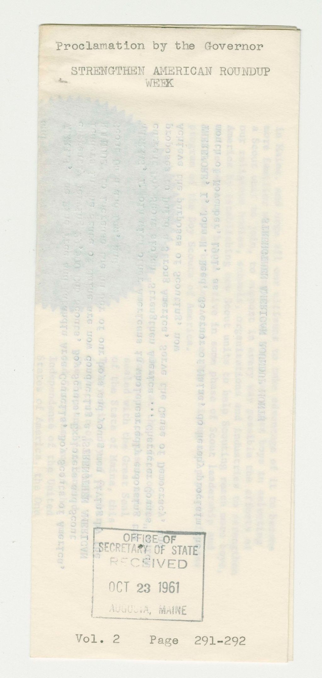 Miniature of Strengthen American Roundup Week Proclamation