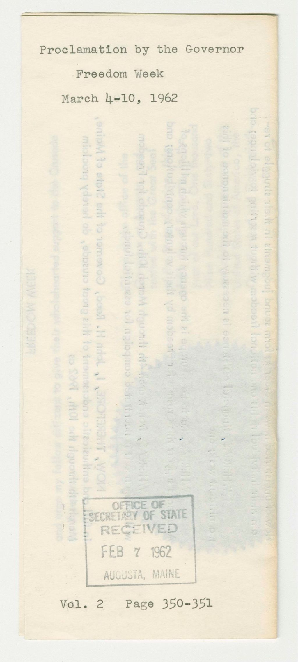 Miniature of Freedom Week Proclamation
