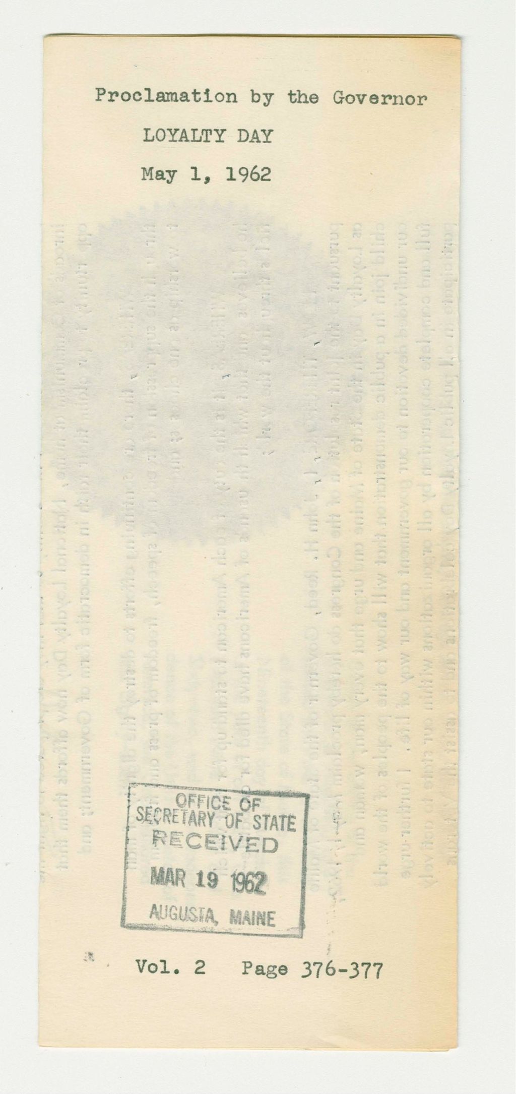 Miniature of Loyalty Day Proclamation