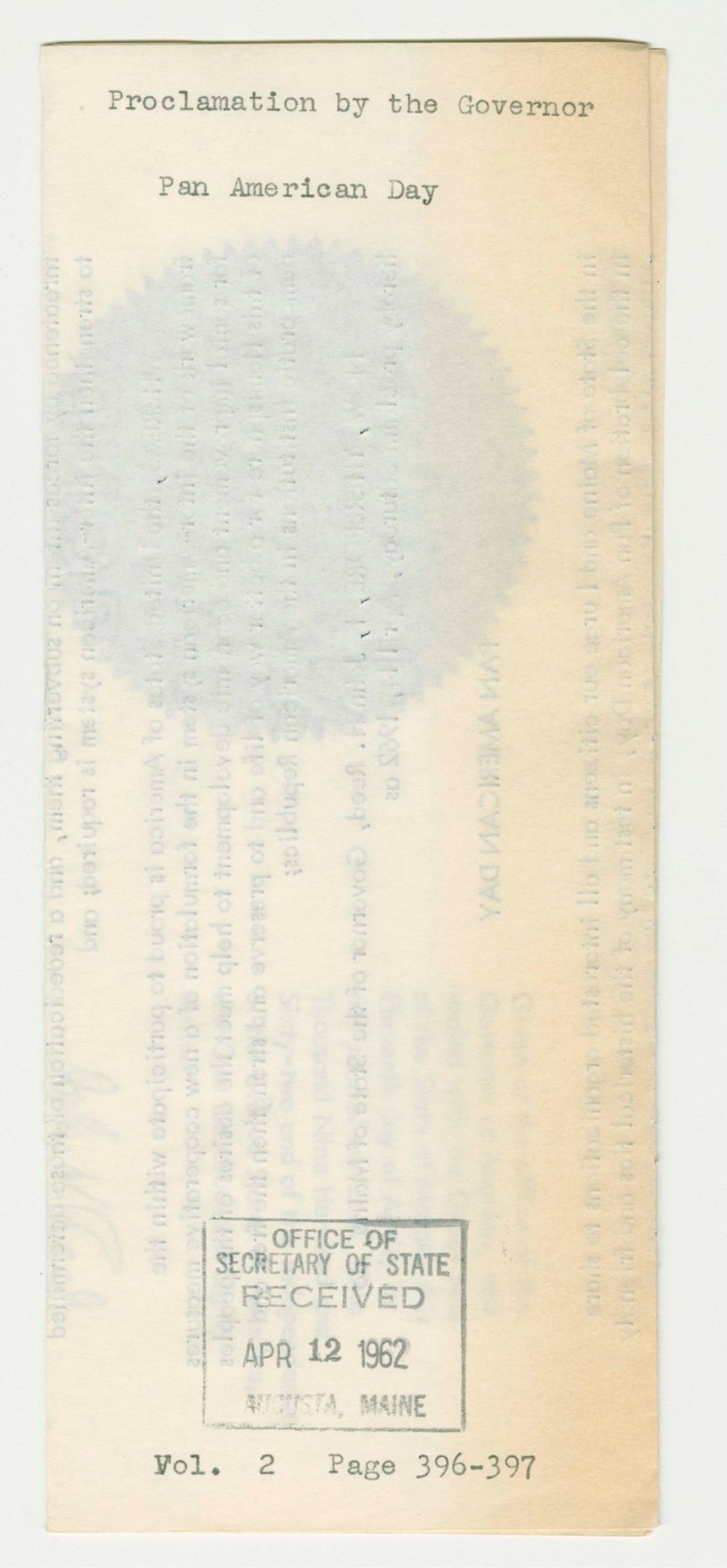 Miniature of Pan American Day Proclamation