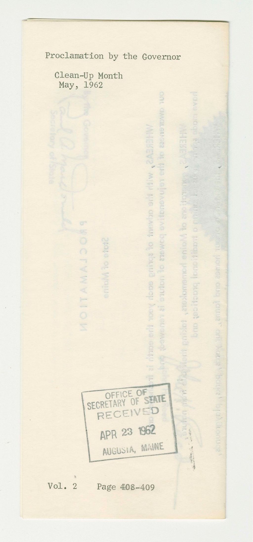 Miniature of Clean-Up Month Proclamation