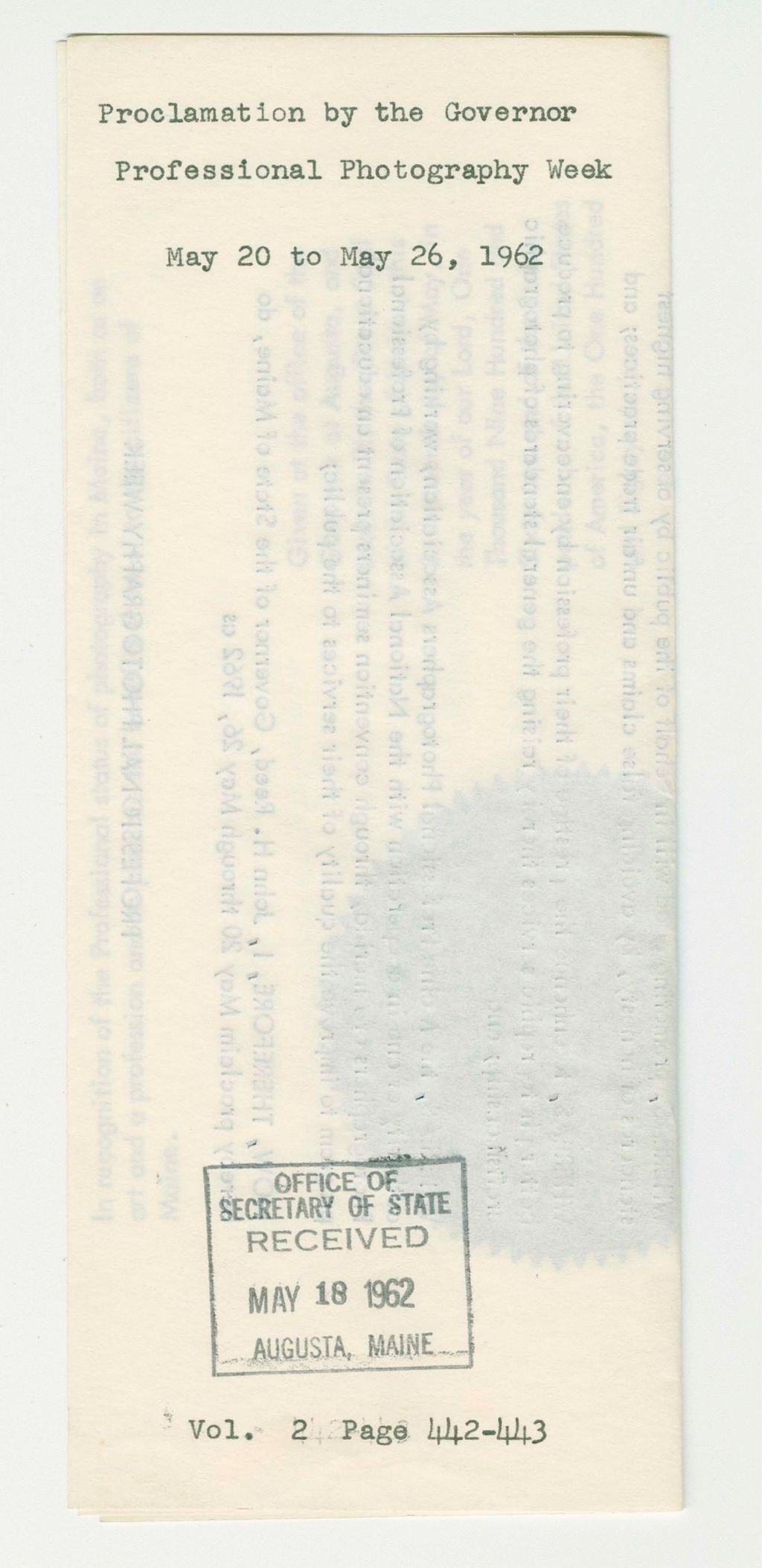 Miniature of Professional Photography Week Proclamation
