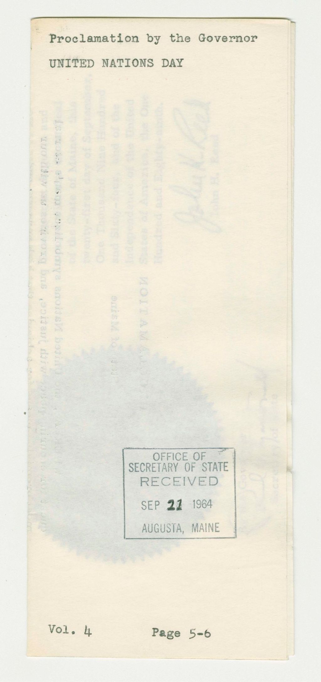 Miniature of United Nations Day Proclamation