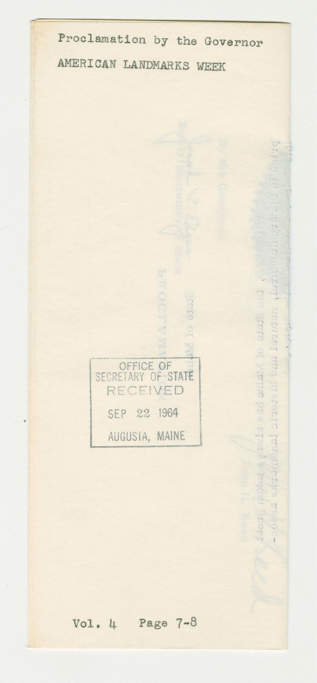 Miniature of American Landmarks Week Proclamation