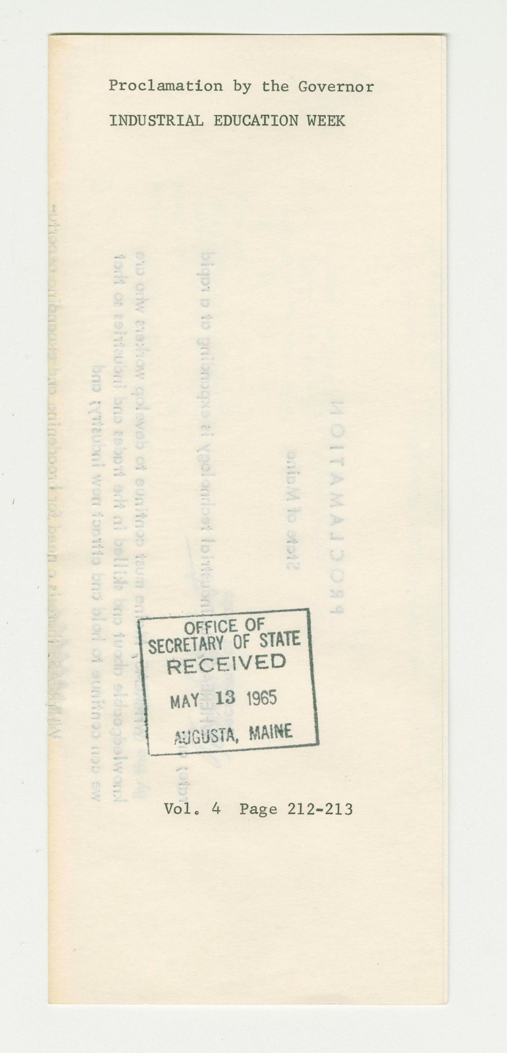Miniature of Industrial Education Week Proclamation