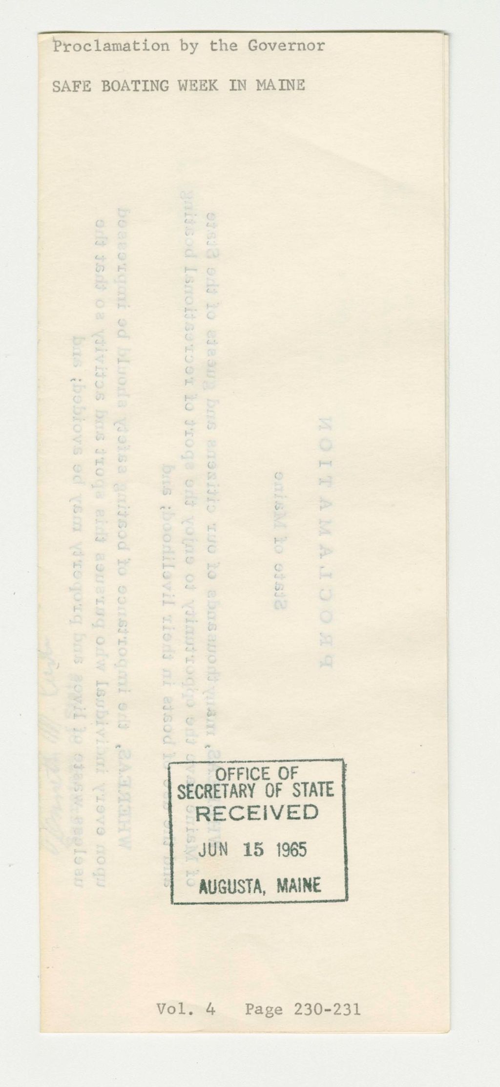 Miniature of Safe Boating Week Proclamation