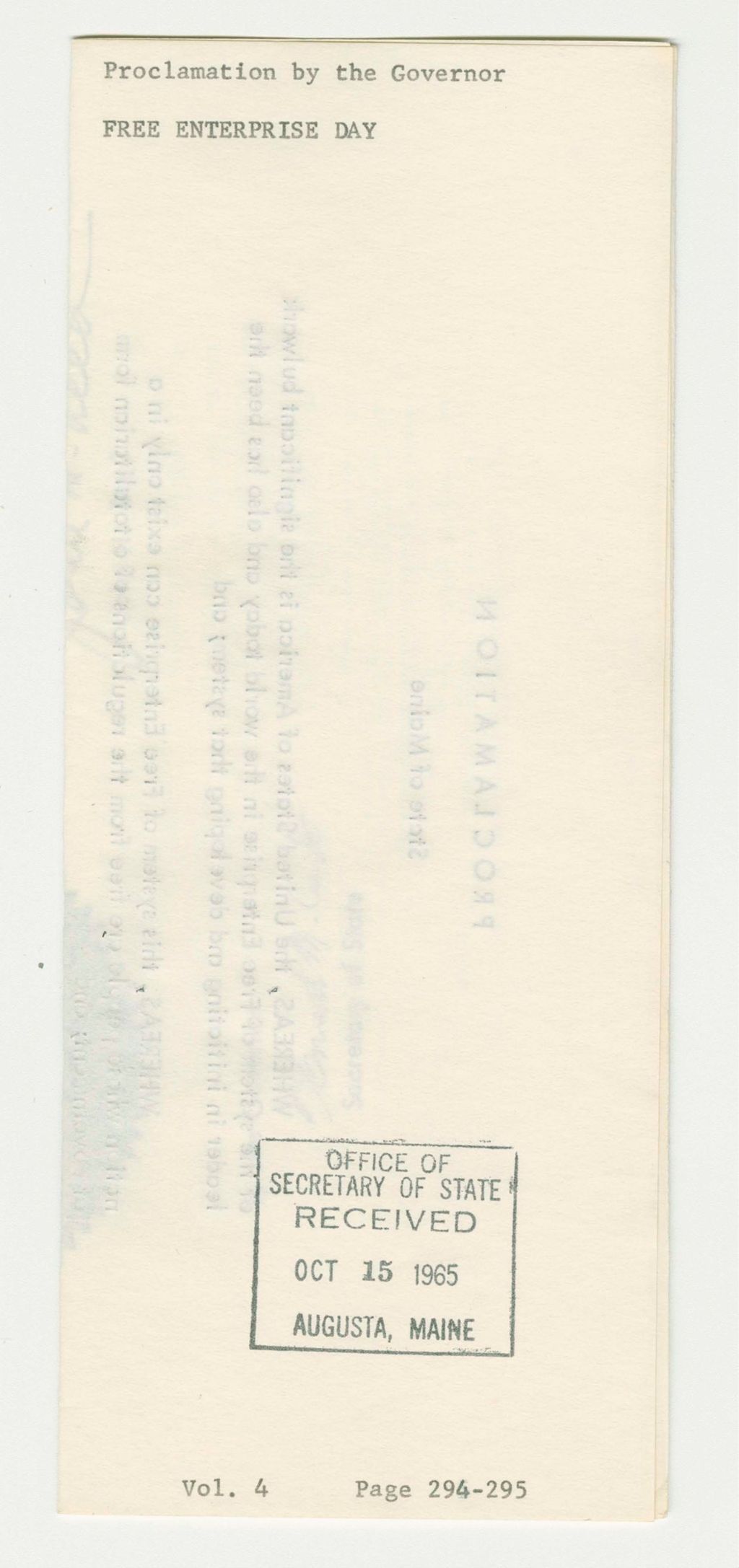 Miniature of Free Enterprise Day Proclamation