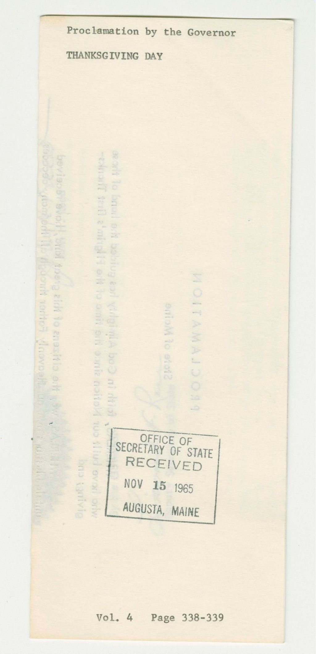 Miniature of Thanksgiving Day Proclamation