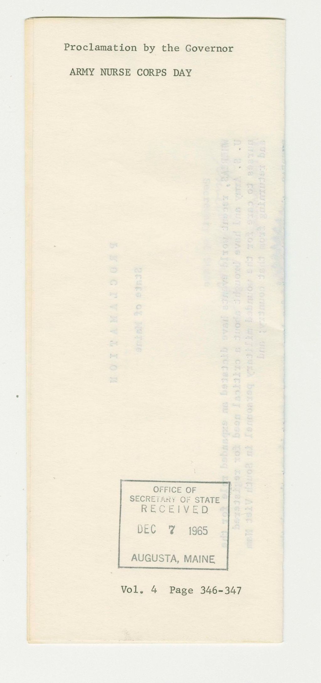 Miniature of Army Nurse Corps Day Proclamation