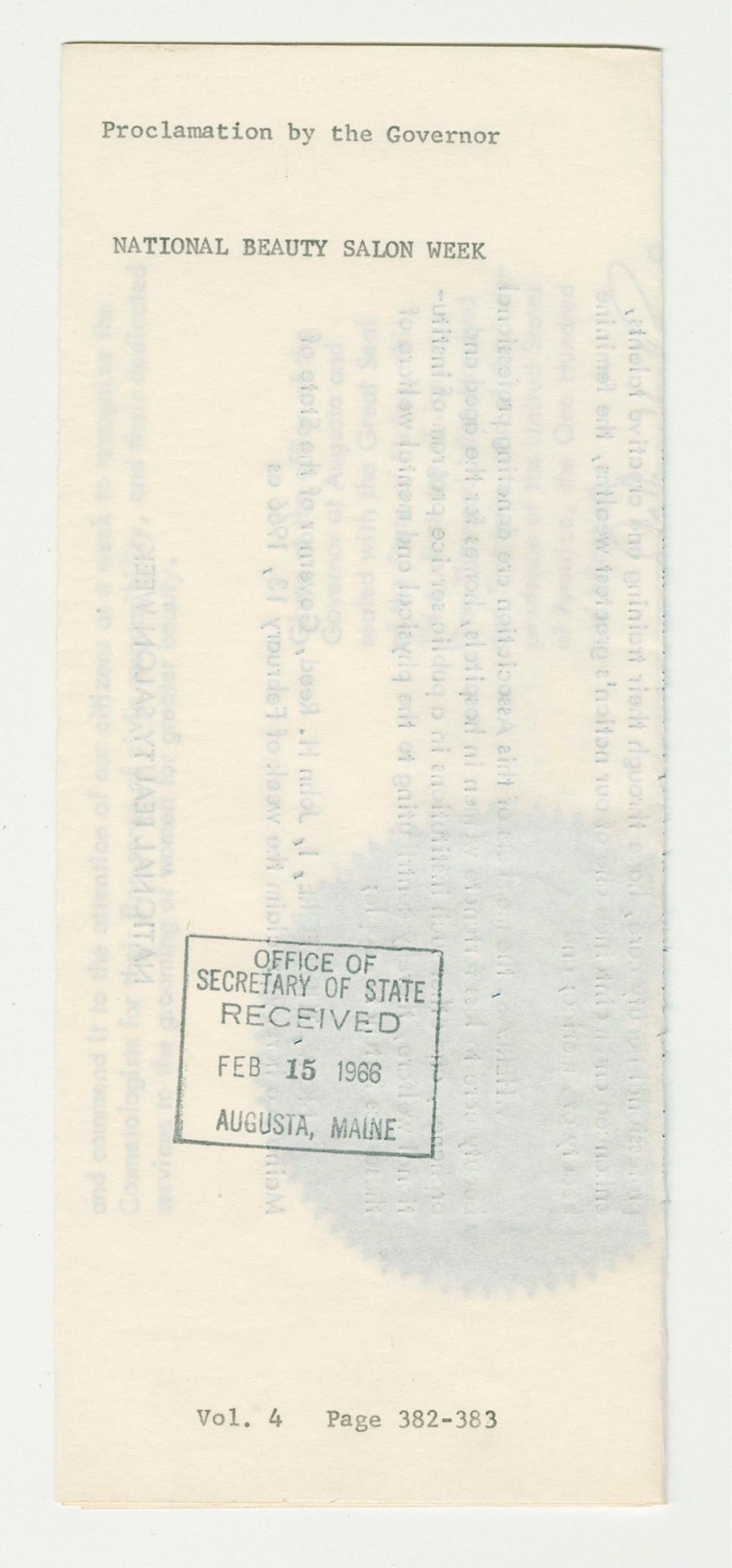 Miniature of National Beauty Salon Week Proclamation