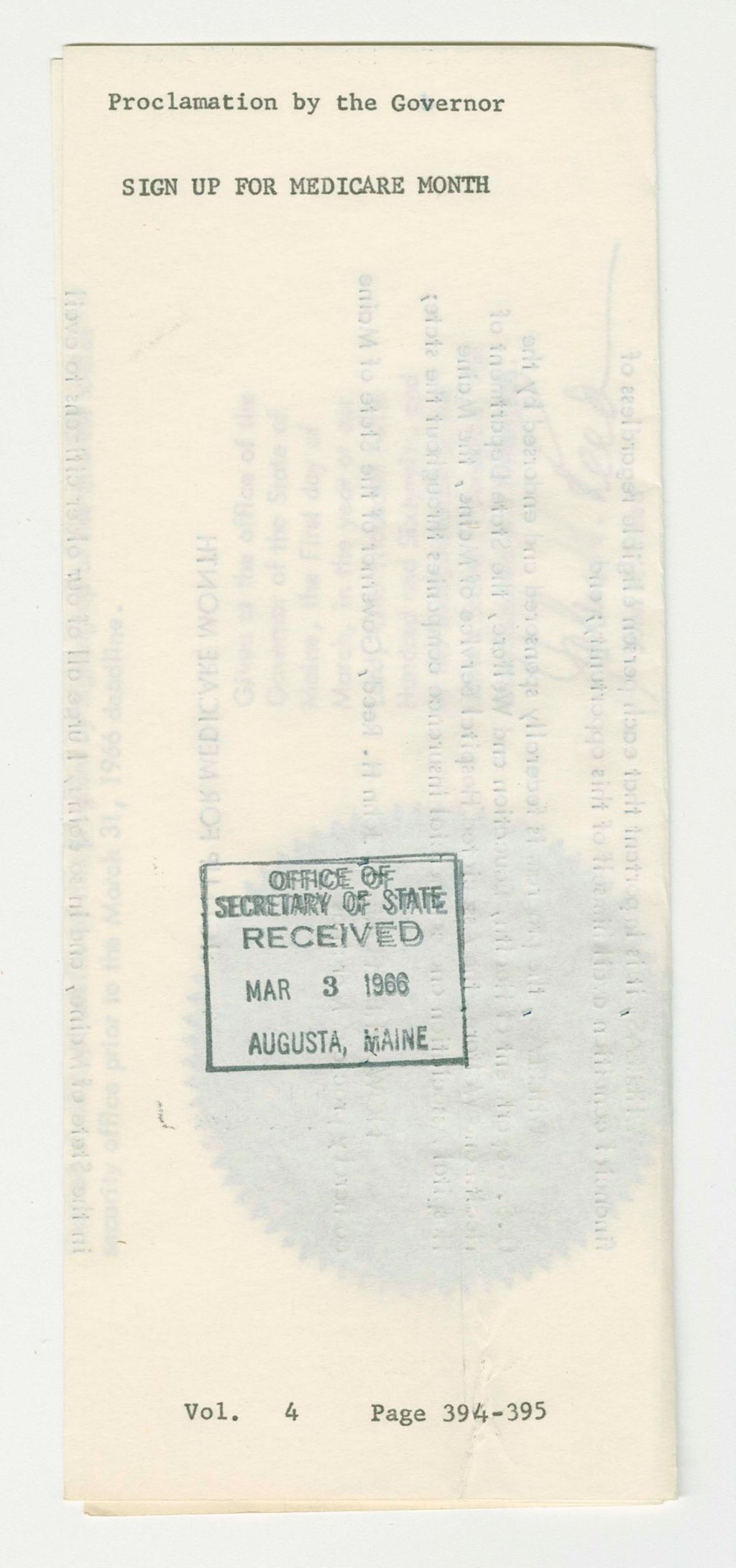 Miniature of Sign Up for Medicare Month Proclamation