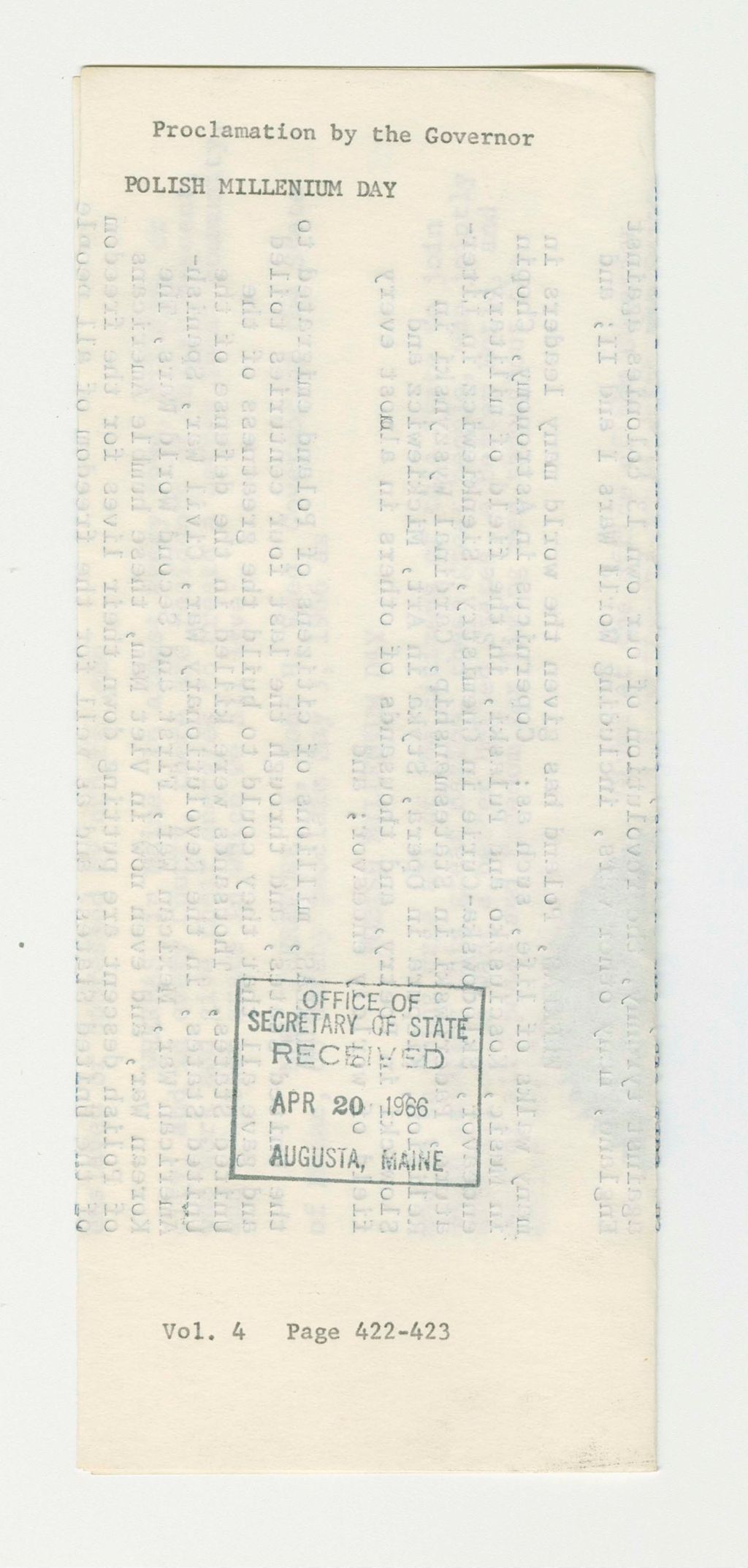 Miniature of Polish Millenium Day Proclamation
