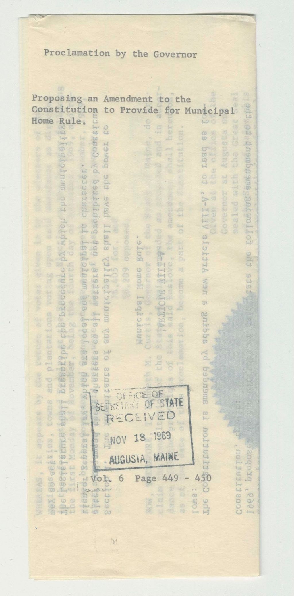Miniature of Proposing an Amendment to the Constitution to Provide for Municipal Home Rule