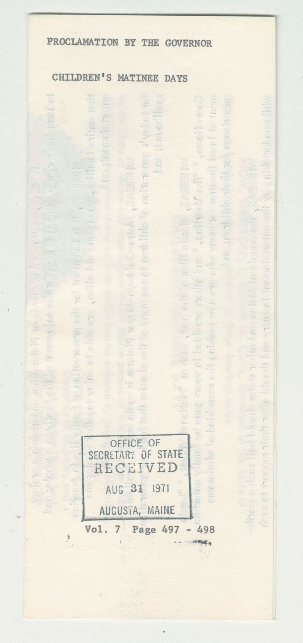 Miniature of Children's Matinee Days