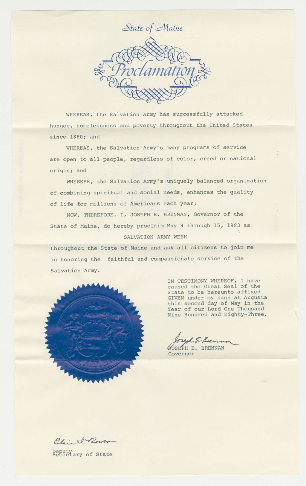 Miniature of Salvation Army Week Proclamation